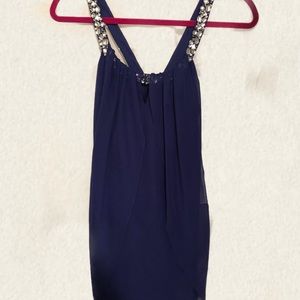 Adriana Pappel blue sheer mini dress